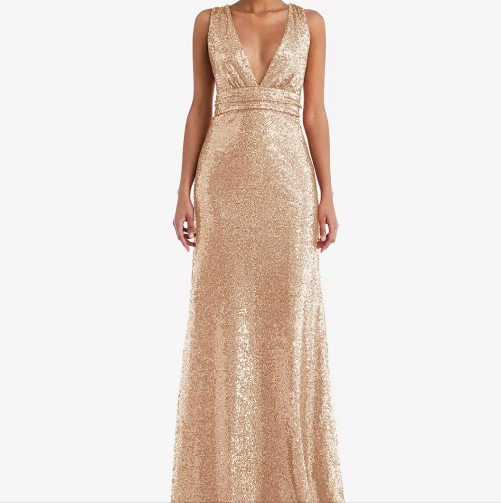 NWT Thread Copper Rose Sequin Gown Small Cross Back Formal Prom Dress